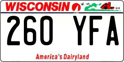 WI license plate 260YFA
