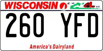 WI license plate 260YFD