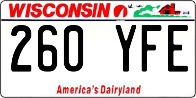 WI license plate 260YFE