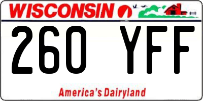 WI license plate 260YFF