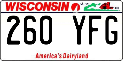 WI license plate 260YFG