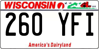 WI license plate 260YFI