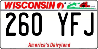 WI license plate 260YFJ