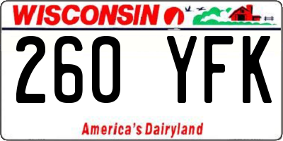 WI license plate 260YFK