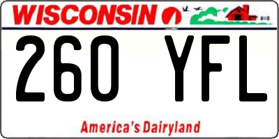 WI license plate 260YFL