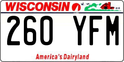 WI license plate 260YFM