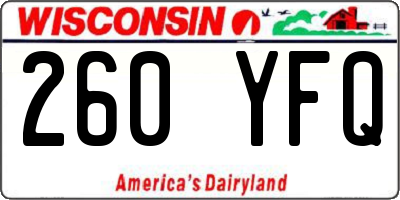 WI license plate 260YFQ