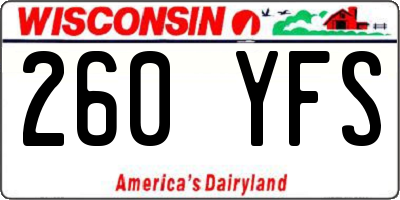 WI license plate 260YFS