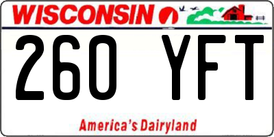 WI license plate 260YFT
