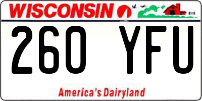 WI license plate 260YFU