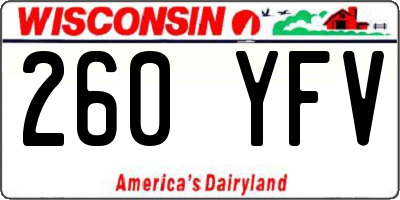 WI license plate 260YFV