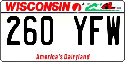 WI license plate 260YFW