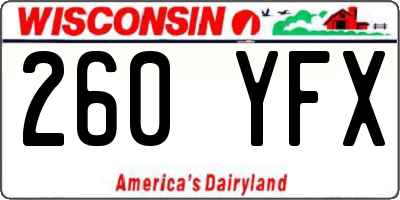 WI license plate 260YFX