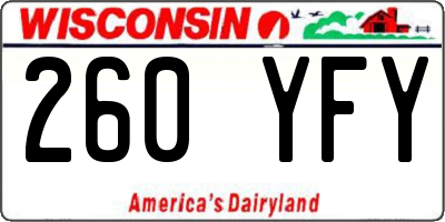 WI license plate 260YFY