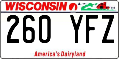 WI license plate 260YFZ