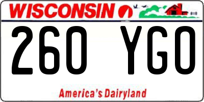 WI license plate 260YGO