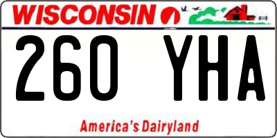 WI license plate 260YHA