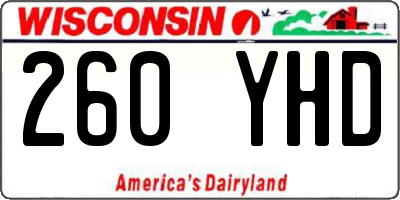 WI license plate 260YHD