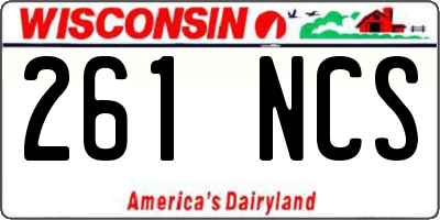 WI license plate 261NCS