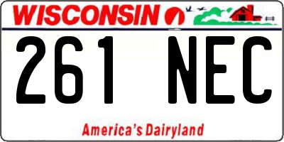 WI license plate 261NEC