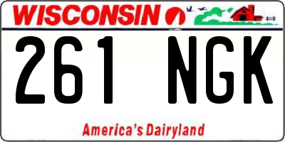 WI license plate 261NGK