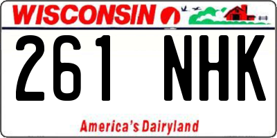 WI license plate 261NHK