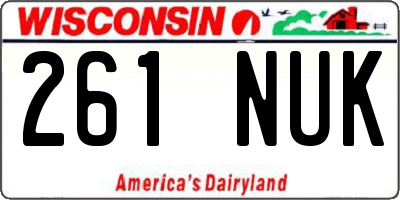 WI license plate 261NUK