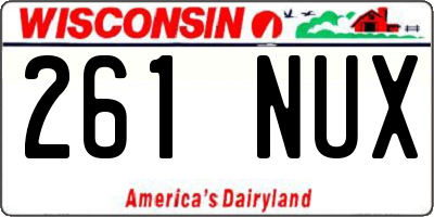 WI license plate 261NUX