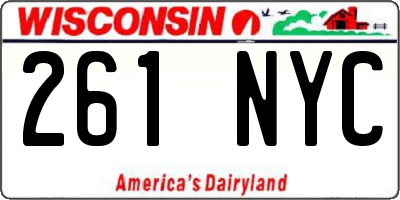 WI license plate 261NYC