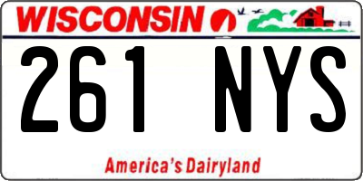 WI license plate 261NYS