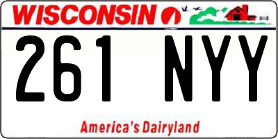 WI license plate 261NYY