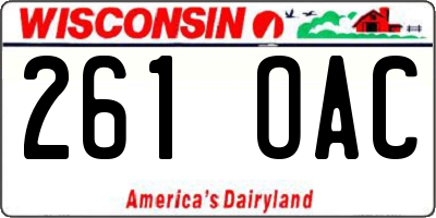 WI license plate 261OAC