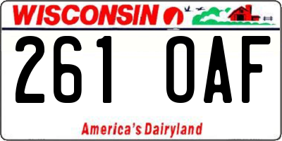 WI license plate 261OAF