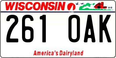 WI license plate 261OAK