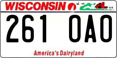 WI license plate 261OAO