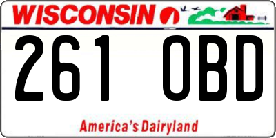 WI license plate 261OBD
