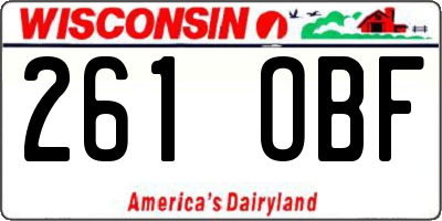 WI license plate 261OBF