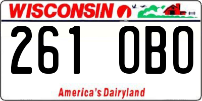WI license plate 261OBO