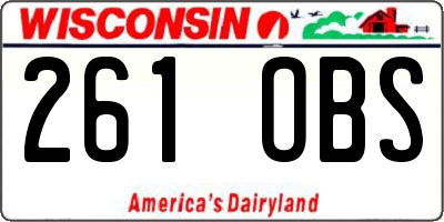 WI license plate 261OBS