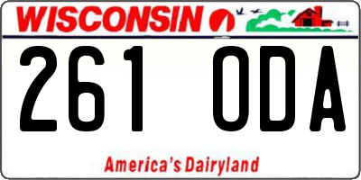 WI license plate 261ODA