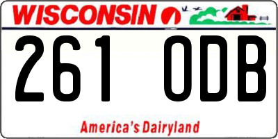 WI license plate 261ODB