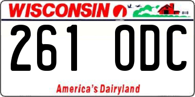 WI license plate 261ODC