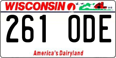 WI license plate 261ODE