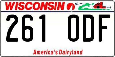 WI license plate 261ODF