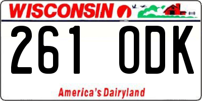 WI license plate 261ODK
