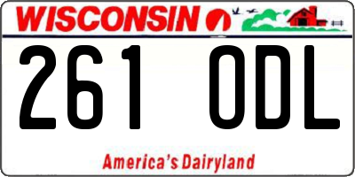 WI license plate 261ODL