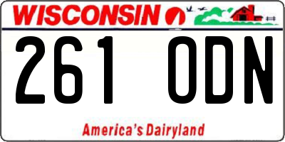 WI license plate 261ODN