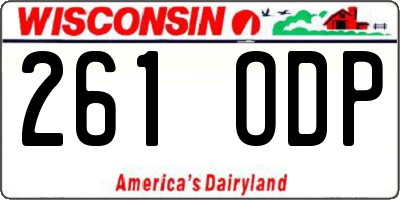 WI license plate 261ODP