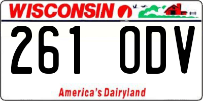 WI license plate 261ODV