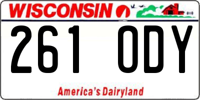 WI license plate 261ODY